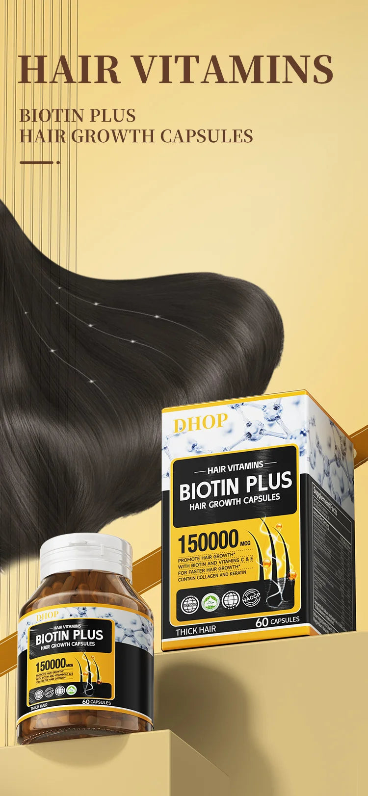 DHOP Biotin mit Keratin-Kapseln Immun-Nahrungsergänzungsmittel Haarvitamine Haarwachstumskapseln OEM ODM